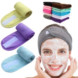 Women Headband Adjustable Wide Hairband Yoga Spa Bath Shower Makeup Wash Face Cosmetic Headband For Ladies Make Up Accessories - Blue