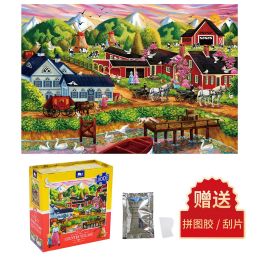 Largest Puzzles For Adults Mw4178 Gift Box Manor Town 1000 Pieces - Mw4178 Gift Box Manor Town 1000 Pieces - 0.6KG
