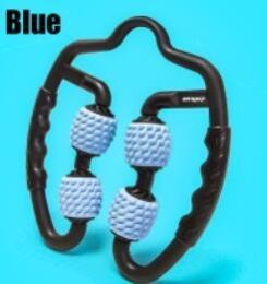 U-Shape Massage Roller for Arm Leg Neck Muscle Tissue for Fitness Gym Yoga Pilates Sports 4 Wheel Massage Gun Beauty Health - blue