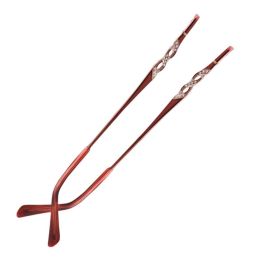 1 Pair Women Lightweight Metal Replacement Temples Arms for Rimless Glasses, Wine Red - Default