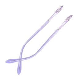 1 Pair Women Rhinestone Replacement Temples Eyewear Legs for Rimless Glasses, Purple - Default