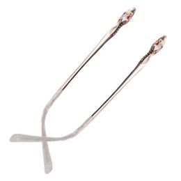 1 Pair Women White Replacement Temples Arms Metal Rimless Eyeglass Accessories - Default