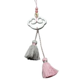 Chinese Style Clouds With Grey Pink Tassels Car Interior Hanging Ornaments For Wishful Blessing - Default