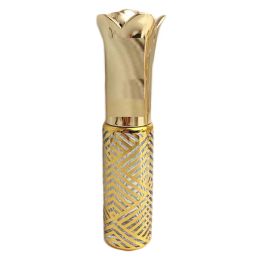 7ML Golden Striped Roller Bottle Glass Essential Oil Bottle Perfume Dispenser Small Empty Bottle Rose Portable Small Sample Bottle - Default