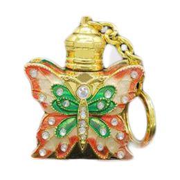 3ML Golden Vintage Essential Oil Bottle Keychain Butterfly Dispenser Bottle Glass Empty Perfume Bottle Refillable Container - Default