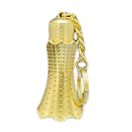 3ML Golden Vintage Essential Oil Bottle Keychain Dispenser Bottle Glass Empty Perfume Bottle Refillable Container - Default