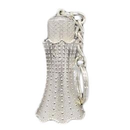 3ML Silver Vintage Essential Oil Bottle Keychain Dispenser Bottle Glass Empty Perfume Bottle Refillable Container - Default