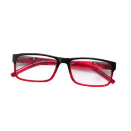 Middle-aged and elderly Comfortable Square Stylish High Definition Reading Glasses - black+red - 350
