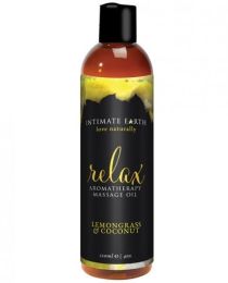 Intimate Earth Relax Massage Oil Lemongrass, Coconut 4oz - TCN-INT009