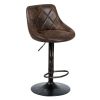 Set of 2 Adjustable Bar Stools with Backrest and Footrest - Retro brown