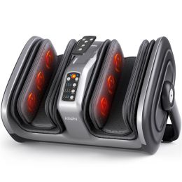 Foot Massager (Black) with Air Compression & Heat, 3D Massage System - black