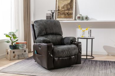 Power Lift Recliner Chair with Heated and Vibration Massage with USB Port, 2 Cup Holders - gray