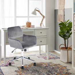 Velvet Adjustable Swivel Office Chair, GREY - Grey