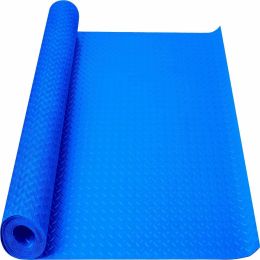 Garage Floor Mat Rolls Diamond Plate PVC Vinyl Non-Slip Garage Flooring Roll - 5ft*17ft - Blue