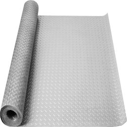 Garage Floor Mat Rolls Diamond Plate PVC Vinyl Non-Slip Garage Flooring Roll - 5ft*17ft - Gray