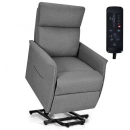 Electric Power Fabric Padded Lift Massage Chair Recliner Sofa - Gray