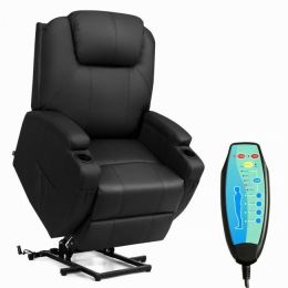 Heated Vibration Massage Power Lift Chair with Remote - Black