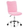 Armless Faux Fur Leisure Office Chair with Adjustable Swivel - Pink