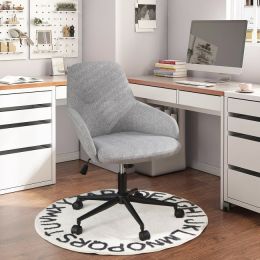 Linen Accent Adjustable Rolling Swivel Home Office Chair with Armrest - Gray