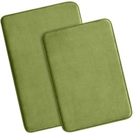 Memory Foam Bath Rugs and Mats Sets,0.7"" Extra Thick Absorbent Non-Slip Bath mats - Sage Green - 17"X 24" + 20"X 32"