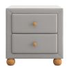 Modern Upholstered Storage Nightstand with 2 Drawers,Natural Wood Knobs - LIGHT GREY