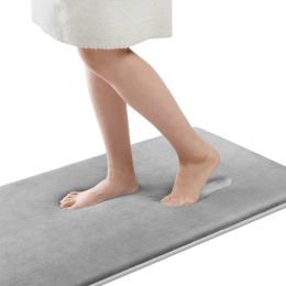 Small Memory Foam Bathroom Mats  Non Slip 0.7" Extra Thick Super Absorbent Bath Rugs Carpet Super Cozy Quick Dry Machine Wash  - Grey - 20"X 32"