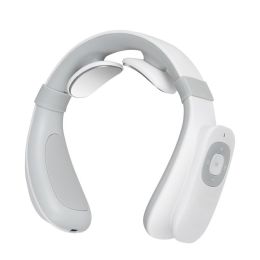 MEEEGOU Electric Neck Massager with Heat, TENS Massager for Pain Relief, 6 Modes 15 Levels Deep Tissue Massage, Portable and Soothing - White