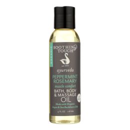 Soothing Touch Bath Body and Massage Oil - Organic - Ayurveda - Peppermint Rosemary - Muscle Comfort - 4 oz - 1277409