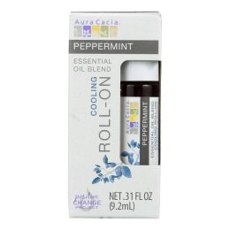 Aura Cacia - Roll On Essential Oil - Peppermint - Case of 4 - .31 fl oz - 2071603