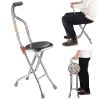 Walking Cane with Seat Aluminum Alloy Portable LED Floding Chair for Seniors Adult Height Adjustable Heavy Stick Stool for Elderly Gift - LA01