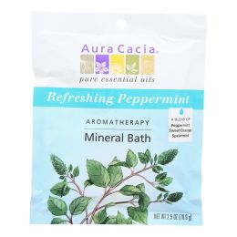 Aura Cacia - Aromatherapy Mineral Bath Peppermint Harvest - 2.5 oz - Case of 6 - 0277632