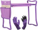 Bosonshop Garden Kneeler and Seat Folding Kneeling Bench Stool with Tool Pouches Soft EVA Foam for Gardening, Purple - KM3427-P-LM