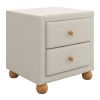 Modern Upholstered Storage Nightstand with 2 Drawers,Natural Wood Knobs - Beige