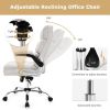 Adjustable Swivel Office Chair with High Back and Flip-up Arm for Home and Office - Beige