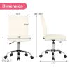 Armless Faux Fur Leisure Office Chair with Adjustable Swivel - White