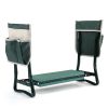 Outdoor 2-in-1 Garden Stool and Kneeler, Garden Bench with Tool Bags, Kneeling Pad, Gift for Parent, Portable, Green - Green