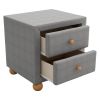 Modern Upholstered Storage Nightstand with 2 Drawers,Natural Wood Knobs - Dark Gray