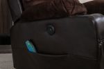 Power Lift Recliner Chair with Heated and Vibration Massage with USB Port, 2 Cup Holders - Dark Brown