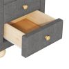 Modern Upholstered Storage Nightstand with 3 Drawers,Natural Wood Knobs - Dark Gray
