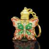 3ML Golden Vintage Essential Oil Bottle Keychain Butterfly Dispenser Bottle Glass Empty Perfume Bottle Refillable Container - Default
