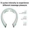 MEEEGOU Electric Neck Massager with Heat, TENS Massager for Pain Relief, 6 Modes 15 Levels Deep Tissue Massage, Portable and Soothing - Light green