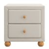 Modern Upholstered Storage Nightstand with 2 Drawers,Natural Wood Knobs - Beige