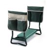 Outdoor 2-in-1 Garden Stool and Kneeler, Garden Bench with Tool Bags, Kneeling Pad, Gift for Parent, Portable, Green - Green