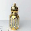 6ML Golden Vintage Essential Oil Glass Roller Bottle Small Sample Dispenser Bottle Portable Travel Perfume Bottle Empty Bottle,Leaves - Default