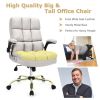Adjustable Swivel Office Chair with High Back and Flip-up Arm for Home and Office - Beige