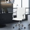 PU Leather Office Chair High Back Conference Task Chair with Armrests - White