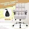 Adjustable Swivel Office Chair with High Back and Flip-up Arm for Home and Office - Beige