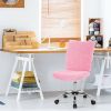 Armless Faux Fur Leisure Office Chair with Adjustable Swivel - Pink
