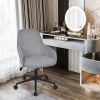 Linen Accent Adjustable Rolling Swivel Home Office Chair with Armrest - Gray
