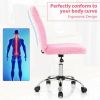 Armless Faux Fur Leisure Office Chair with Adjustable Swivel - Pink